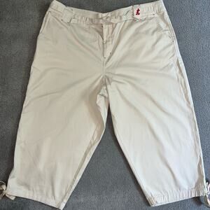 Vintage Walt Disney World Mickey logo cotton capris plus size women beige XXl